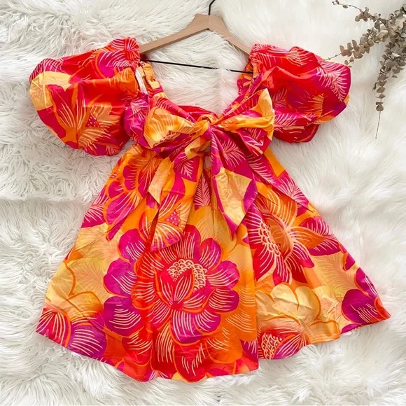 FARM Rio Dress NWT Summer Garden Ombre Mini Dress In Medium Orange Yellow -  www.bizzbeepk.com
